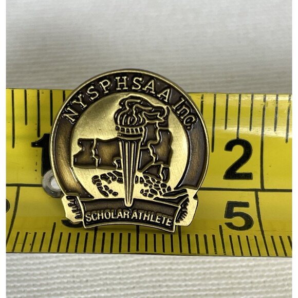 NYSPHSAA Scholar Athlete Pin New York Public High School Vintage Bronze Lapel Ba - Picture 3 of 3